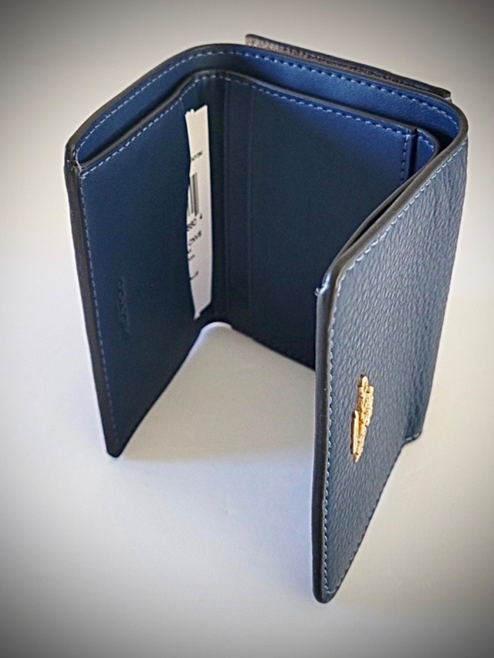 New Coach Two-in-One detachable Card Wallet Signature Canvas Blue Pebble Leather - Picture 9 of 10